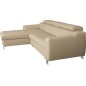 Canapé d'angle convertible en cuir italien de luxe 5 places ASTORIA, beige, angle gauche