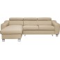 Canapé d'angle convertible en cuir italien de luxe 5 places ASTORIA, beige, angle gauche