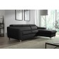 Canapé d'angle convertible en cuir italien de luxe 5 places ASTORIA, noir, angle droit