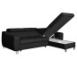 Canapé d'angle convertible en cuir italien de luxe 5 places ASTORIA, noir, angle droit
