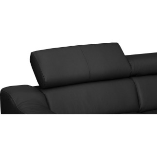 Canapé d'angle convertible en cuir italien de luxe 5 places ASTORIA, noir, angle droit
