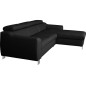 Canapé d'angle convertible en cuir italien de luxe 5 places ASTORIA, noir, angle droit