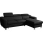 Canapé d'angle convertible en cuir italien de luxe 5 places ASTORIA, noir, angle droit