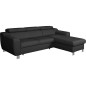 Canapé d'angle convertible en cuir italien de luxe 5 places ASTORIA, noir, angle droit