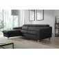 - Canapé d'angle convertible en cuir italien de luxe 5 places ASTORIA, noir, angle gauche