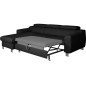 - Canapé d'angle convertible en cuir italien de luxe 5 places ASTORIA, noir, angle gauche