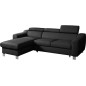 - Canapé d'angle convertible en cuir italien de luxe 5 places ASTORIA, noir, angle gauche