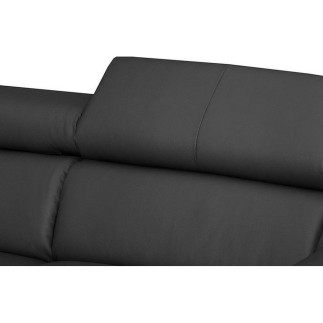 - Canapé d'angle convertible en cuir italien de luxe 5 places ASTORIA, noir, angle gauche