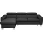- Canapé d'angle convertible en cuir italien de luxe 5 places ASTORIA, noir, angle gauche