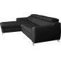 - Canapé d'angle convertible en cuir italien de luxe 5 places ASTORIA, noir, angle gauche