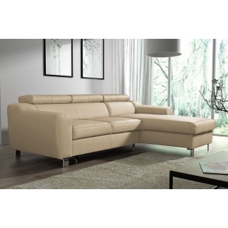 Canapé d'angle convertible en cuir italien de luxe 5 places ASTORIA, beige, angle droit