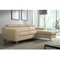 Canapé d'angle convertible en cuir italien de luxe 5 places ASTORIA, beige, angle droit