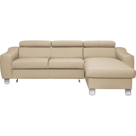 Canapé d'angle convertible en cuir italien de luxe 5 places ASTORIA, beige, angle droit
