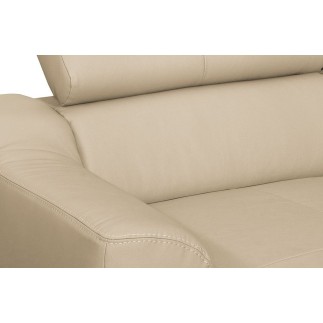 Canapé d'angle convertible en cuir italien de luxe 5 places ASTORIA, beige, angle droit