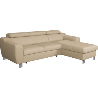 Canapé d'angle convertible en cuir italien de luxe 5 places ASTORIA, beige, angle droit