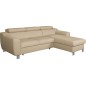 Canapé d'angle convertible en cuir italien de luxe 5 places ASTORIA, beige, angle droit