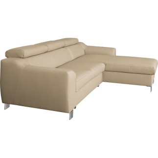 Canapé d'angle convertible en cuir italien de luxe 5 places ASTORIA, beige, angle droit