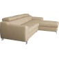 Canapé d'angle convertible en cuir italien de luxe 5 places ASTORIA, beige, angle droit