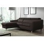 - Canapé d'angle convertible en cuir italien de luxe 5 places ASTORIA, chocolat, angle gauche