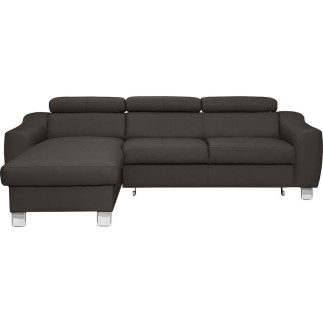 - Canapé d'angle convertible en cuir italien de luxe 5 places ASTORIA, chocolat, angle gauche