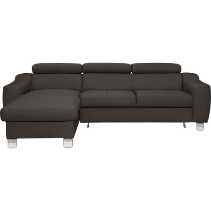- Canapé d'angle convertible en cuir italien de luxe 5 places ASTORIA, chocolat, angle gauche