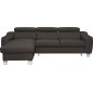 - Canapé d'angle convertible en cuir italien de luxe 5 places ASTORIA, chocolat, angle gauche