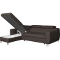 - Canapé d'angle convertible en cuir italien de luxe 5 places ASTORIA, chocolat, angle gauche
