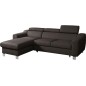 - Canapé d'angle convertible en cuir italien de luxe 5 places ASTORIA, chocolat, angle gauche