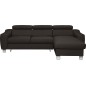 Canapé d'angle convertible en cuir italien de luxe 5 places ASTORIA, chocolat, angle droit