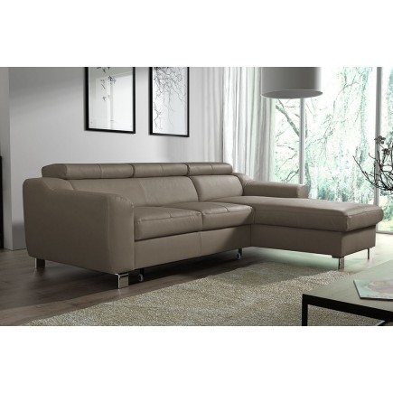 Canapé d'angle convertible en cuir italien de luxe 5 places ASTORIA, taupe, angle droit