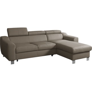 Canapé d'angle convertible en cuir italien de luxe 5 places ASTORIA, taupe, angle droit