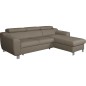 Canapé d'angle convertible en cuir italien de luxe 5 places ASTORIA, taupe, angle droit