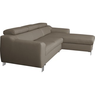 Canapé d'angle convertible en cuir italien de luxe 5 places ASTORIA, taupe, angle droit