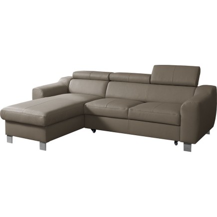 Canapé d'angle convertible en cuir italien de luxe 5 places ASTORIA, taupe, angle gauche