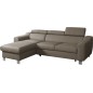 Canapé d'angle convertible en cuir italien de luxe 5 places ASTORIA, taupe, angle gauche