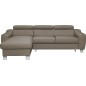 Canapé d'angle convertible en cuir italien de luxe 5 places ASTORIA, taupe, angle gauche