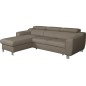Canapé d'angle convertible en cuir italien de luxe 5 places ASTORIA, taupe, angle gauche