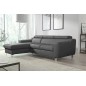 Canapé d'angle convertible en cuir italien de luxe 5 places ASTORIA, gris foncé, angle gauche
