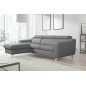 Canapé d'angle convertible en cuir italien de luxe 5 places ASTORIA, gris clair, angle gauche