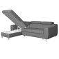 Canapé d'angle convertible en cuir italien de luxe 5 places ASTORIA, gris clair, angle gauche