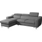 Canapé d'angle convertible en cuir italien de luxe 5 places ASTORIA, gris clair, angle gauche