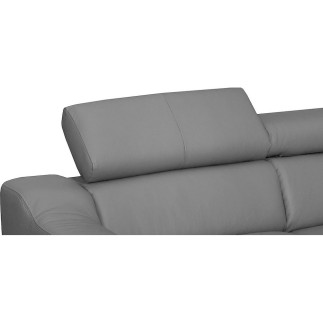 Canapé d'angle convertible en cuir italien de luxe 5 places ASTORIA, gris clair, angle gauche