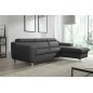 Canapé d'angle convertible en cuir italien de luxe 5 places ASTORIA, gris clair, angle droit