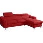 Canapé d'angle convertible en cuir italien de luxe 5 places ASTORIA, rouge foncé, angle droit