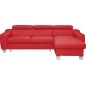 Canapé d'angle convertible en cuir italien de luxe 5 places ASTORIA, rouge foncé, angle droit
