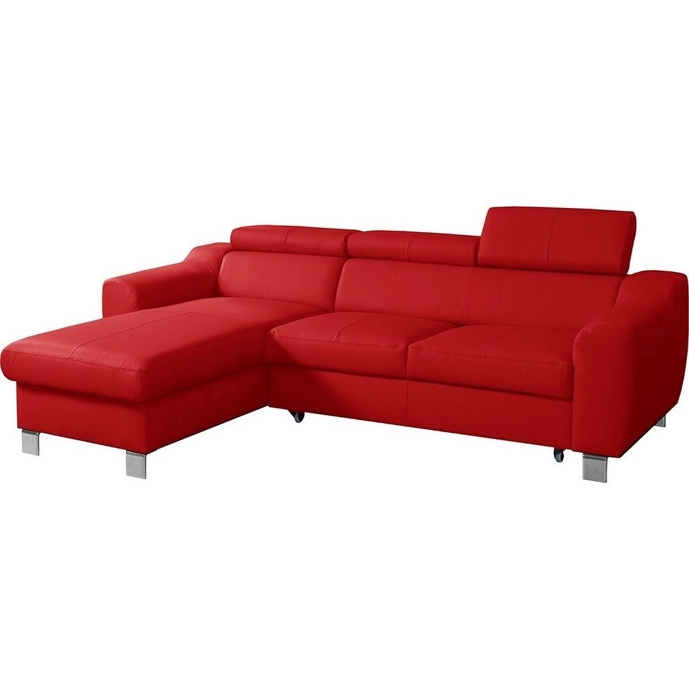 Canapé d'angle convertible en cuir italien de luxe 5 places ASTORIA, rouge foncé, angle gauche