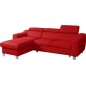 Canapé d'angle convertible en cuir italien de luxe 5 places ASTORIA, rouge foncé, angle gauche