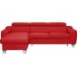 Canapé d'angle convertible en cuir italien de luxe 5 places ASTORIA, rouge foncé, angle gauche