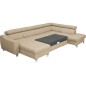 Canapé d'angle convertible en cuir italien de luxe 7/8 places ASTON, beige, angle droit