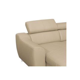 Canapé d'angle convertible en cuir italien de luxe 7/8 places ASTON, beige, angle droit